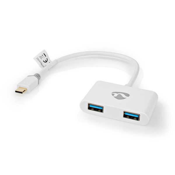 Adaptateur USB Fiche USB-C 2x USB-A 0,20 m rond plaqué or