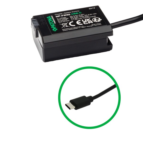 USB-C Input Adaptateur de batterie pour Sony ILCE-6300