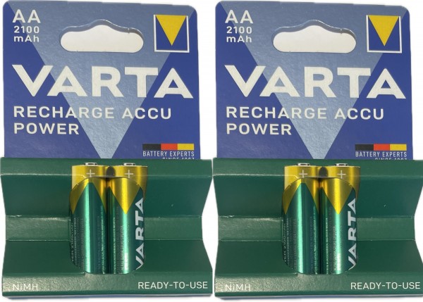 4x piles Varta Ready 2 Use 2100mAh pour Pentax Optio M10